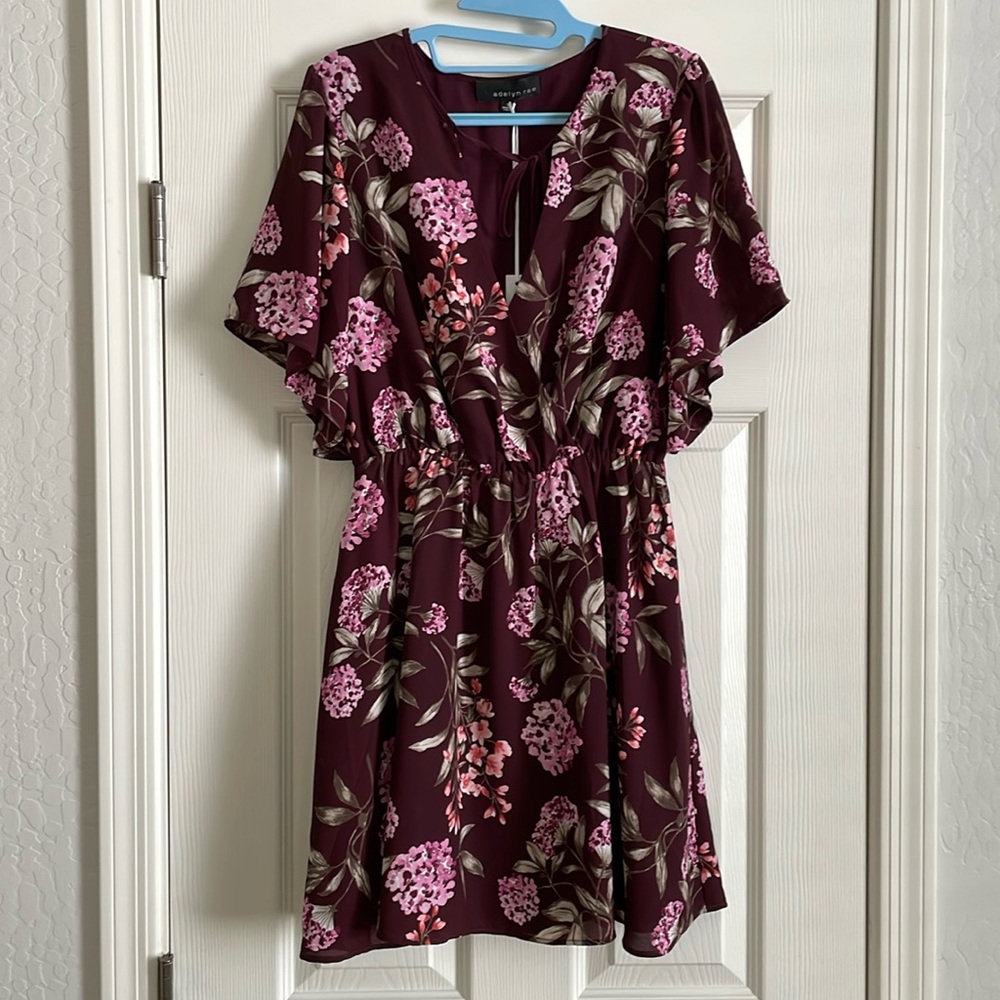 Adelyn Rae burgundy floral mini dress